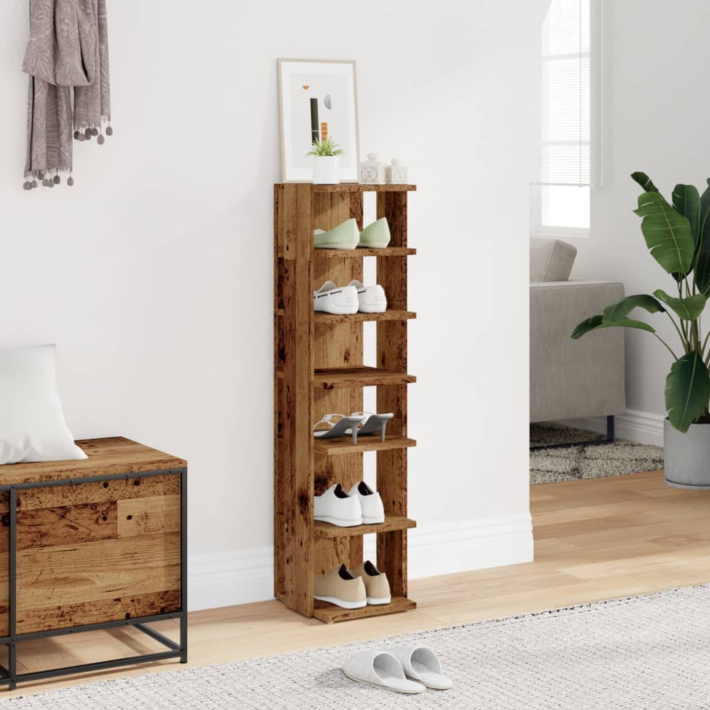VidaXL Schuhschrank 28x27x102 cm fertiges Holz, altholzfarben