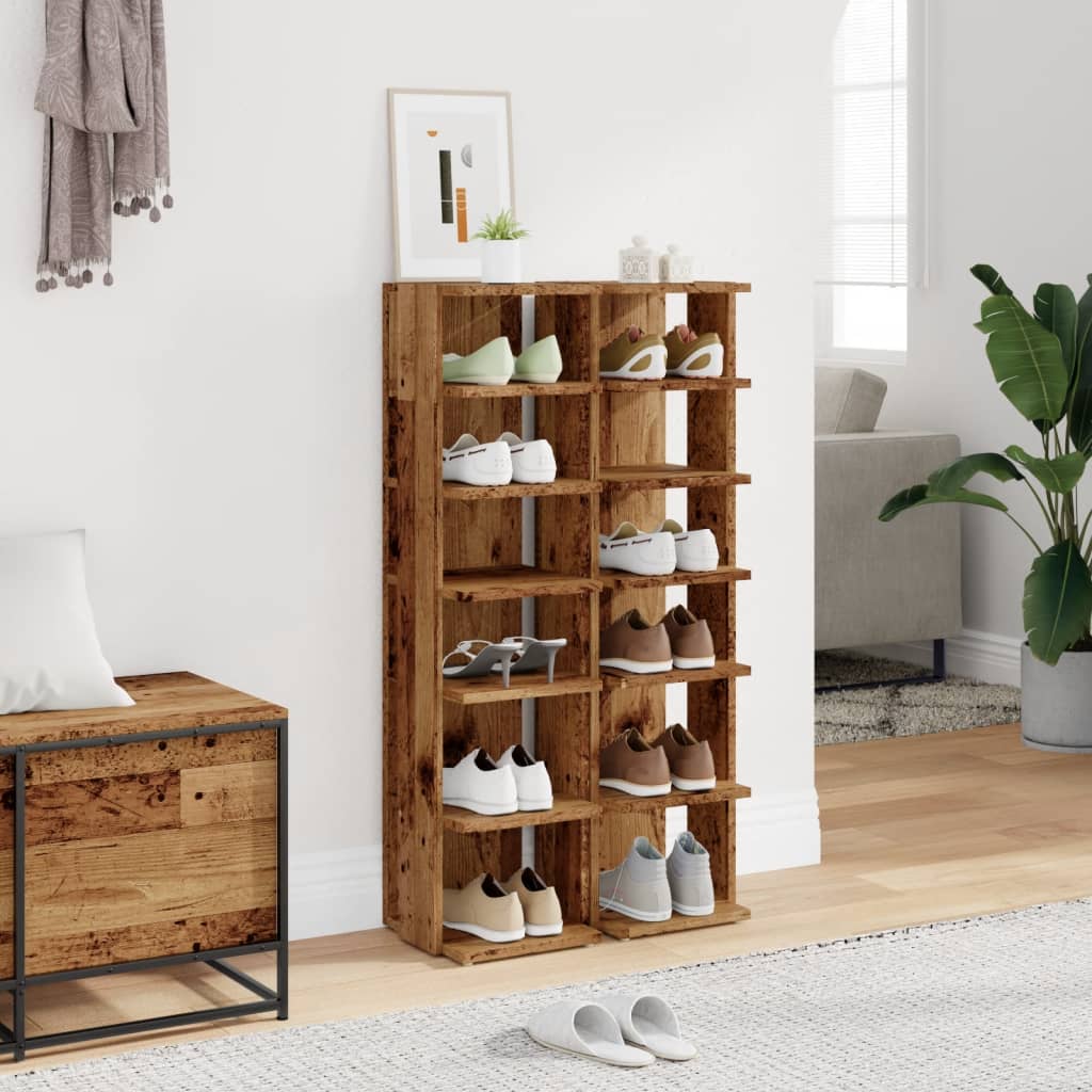 Vidaxx Schuhschränke 2 Stk. 28x27x102 cm behandeltes Holz, altholzfarben