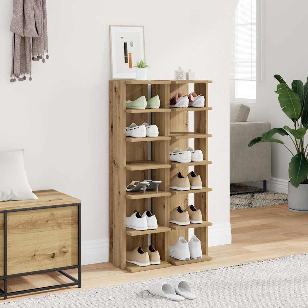 Vidaxx Schuhschränke 2 Stück 28x27x102 cm handgefertigtes Holz aus handwerklicher Eiche