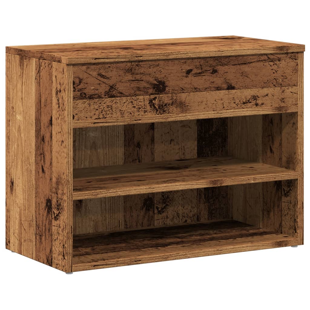 VidaXL Schuhbank 60x30x45 cm handgefertigtes Holz, altholzfarben
