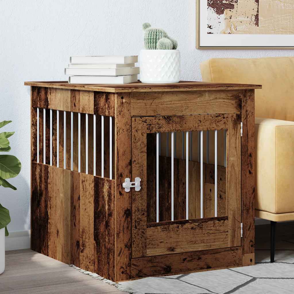 Vidaxxl Hundebox 64,5x80x71 cm verarbeitetes Holz, altholzfarben