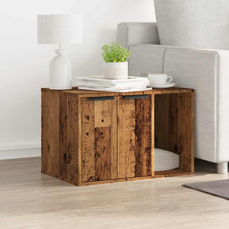 Vidaxl kattenbakkast 60x40x40 cm bewerkt hout oud houtkleurig