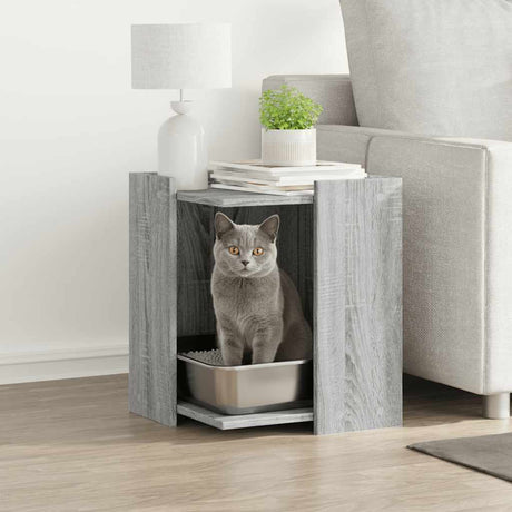 Vidaxxl Katzentoilette, 42 x 42 x 51 cm, lackiert in der Farbe Sonoma-Eiche in der Farbe Grau
