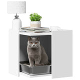 Vidaxxl Katzentoilette 53x53x51 cm, lackiertes Holz weiß