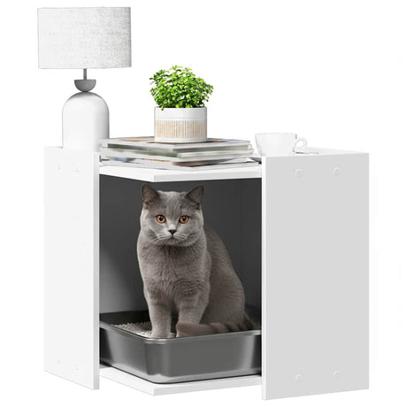 Vidaxxl Katzentoilette 53x53x51 cm, lackiertes Holz weiß