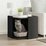 Vidaxxl Katzentoilette 53x53x51 cm lackiertes Holz schwarz