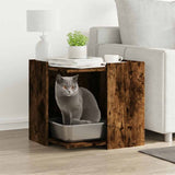 Vidaxxl Katzentoilette 53x53x51 cm verarbeitetes Holz, geräucherte Eiche