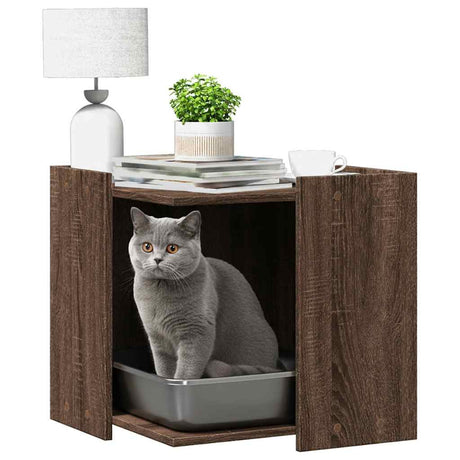 Vidaxxl Katzentoilette 53 x 53 x 51 cm, fertiges Holz, braune Eiche