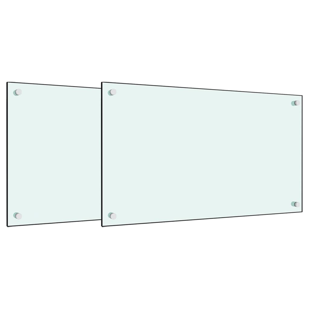 VidaXL Spatschermen keuken 2 st 70x40 cm gehard glas wit