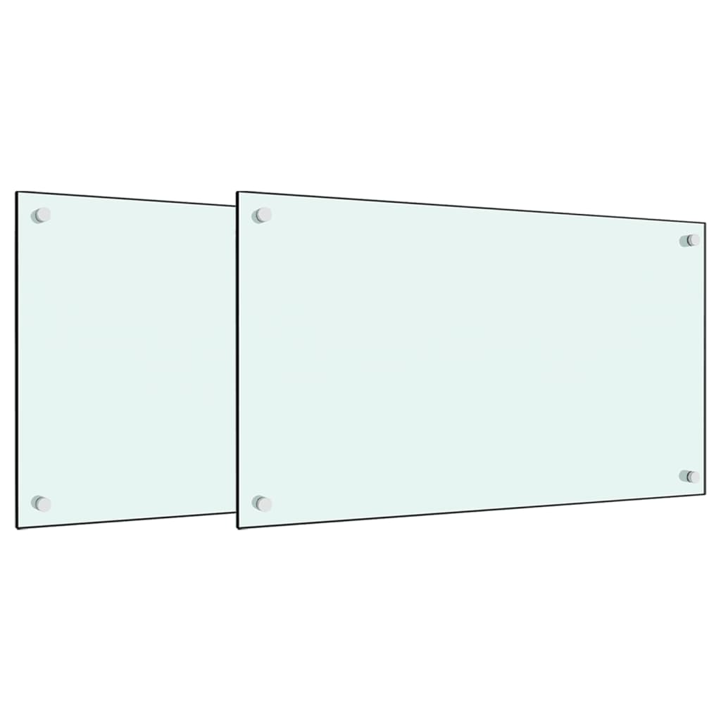 VidaXL Spatschermen keuken 2 st 70x60 cm gehard glas wit