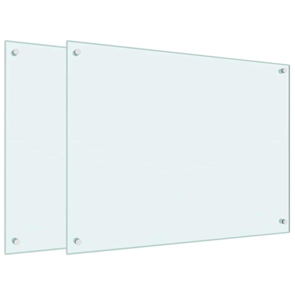 VidaXL Küchenrückwände 2 Stk. 80x60 cm Hartglas weiß