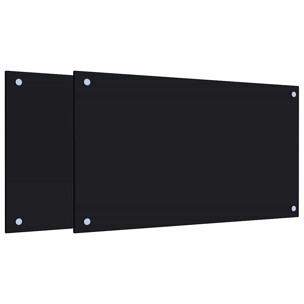 VidaXL Küchenspritzschutz 2 Stk. 70x40 cm Hartglas Schwarz