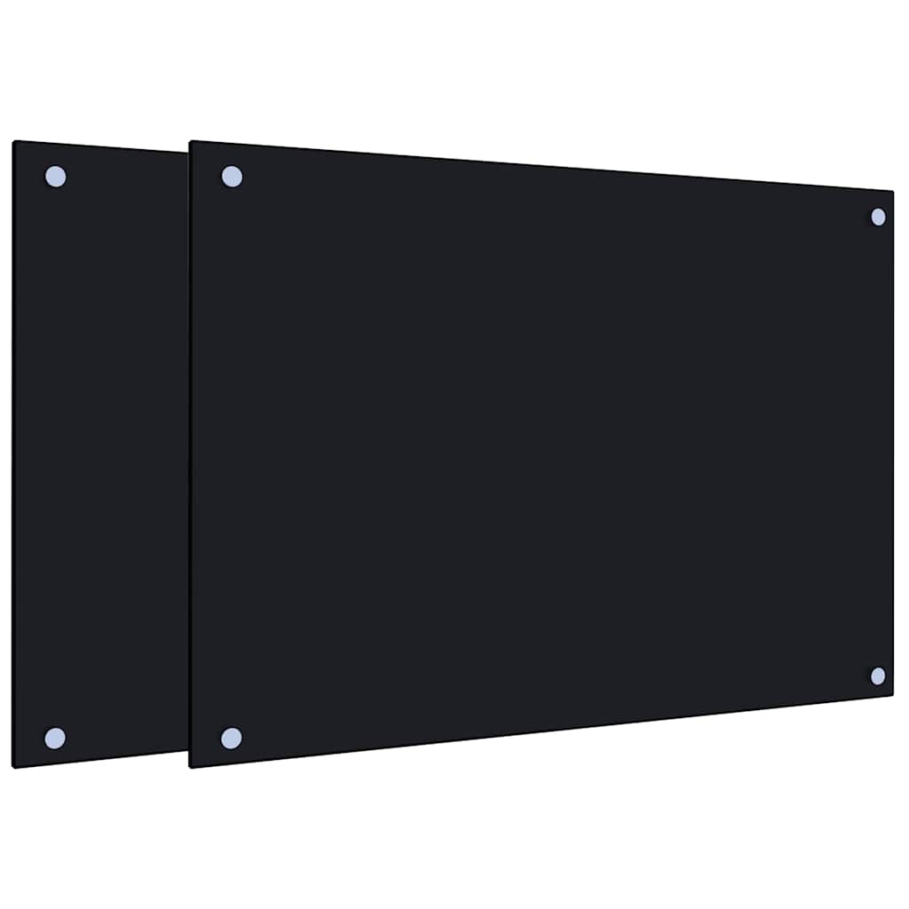 VidaXL Küchenspritzschutz 2 Stk. 70x50 cm Hartglas schwarz