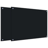VidaXL Küchenspritzschutz 2 Stk. 80x60 cm Hartglas schwarz