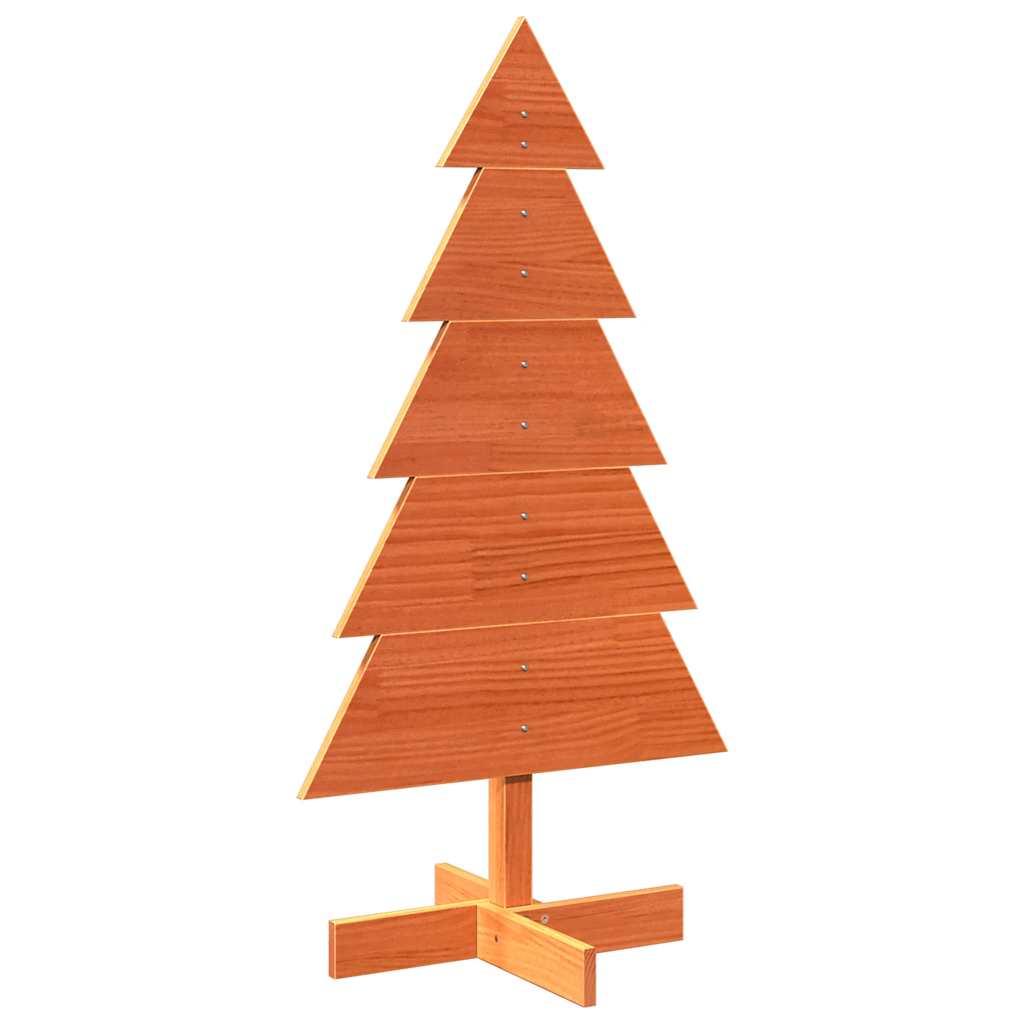 Vidaxl kerstdecoratie kerstboom 100 cm massief grenenhout wasbruin