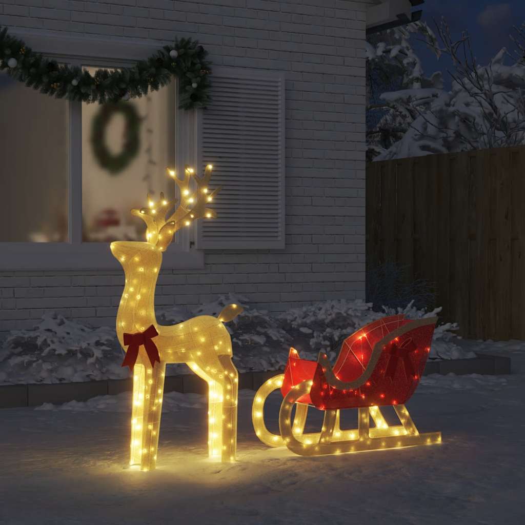VidaXL Weihnachtsdekoration Rentier und Schlitten 100 LEDs warmweiß