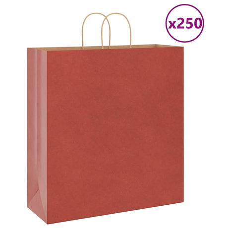 Vidaxl papieren zakken 250 st met hengsels 45x17x48 cm rood