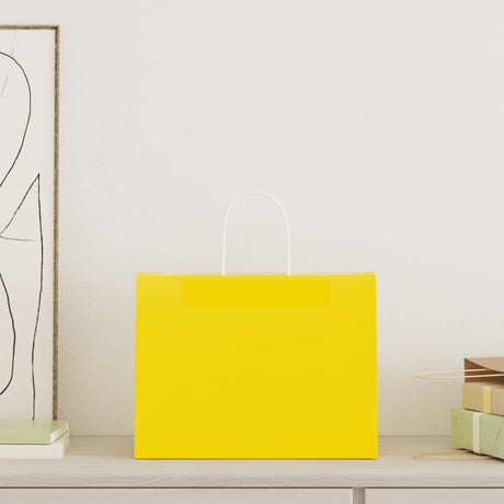 Vidaxl papieren zakken 50 st met hengsels 32x17x25 cm geel