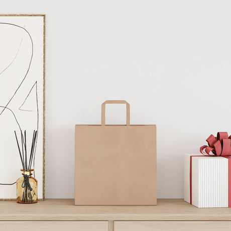 Vidaxl papieren zakken 250 st met hengsels 26x17x25 cm bruin