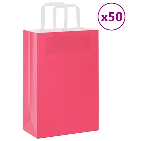 Vidaxl papieren zakken 50 st met hengsels 21x11x31 cm roze