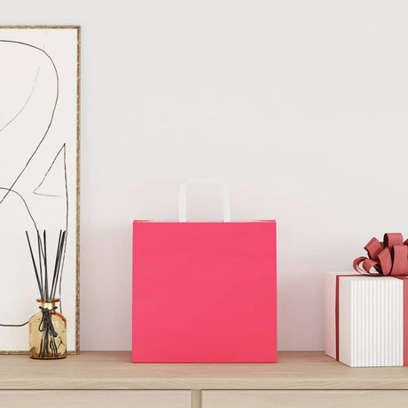 Vidaxl papieren zakken 250 st met hengsels 26x17x25 cm roze