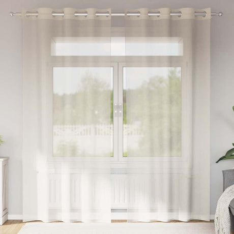 Vidaxl gordijnen voile met doorvoertules 2 st 140x225 cm crèmekleurig