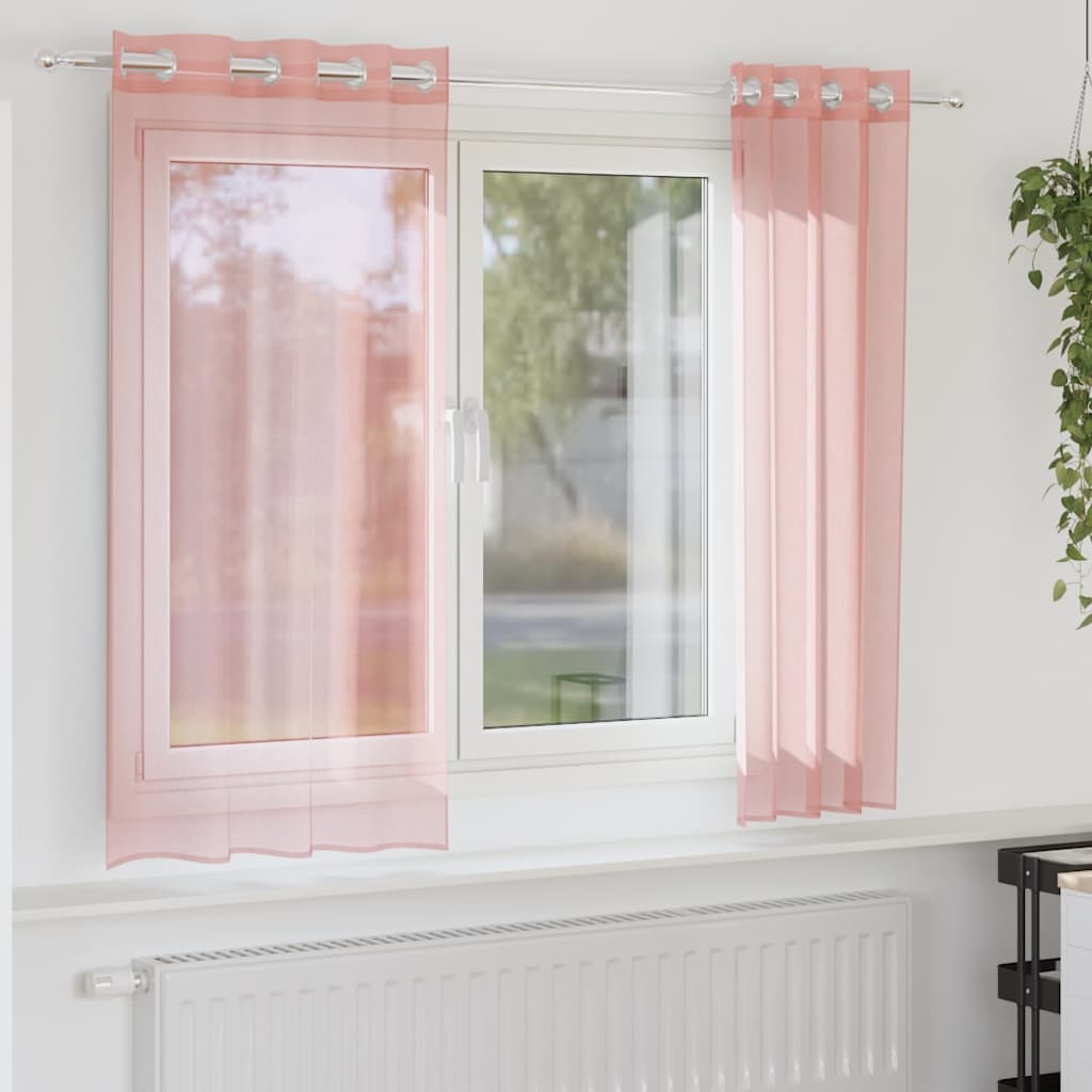 Vidaxl gordijnen voile met doorvoertules 2 st 140x175 cm roze