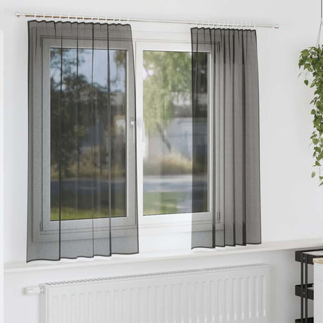 Vidaxl gordijnen voile met roedezakken 2 st zwart
