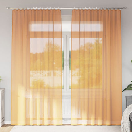 Vidaxl gordijnen voile met roedezakken 2 st oranje