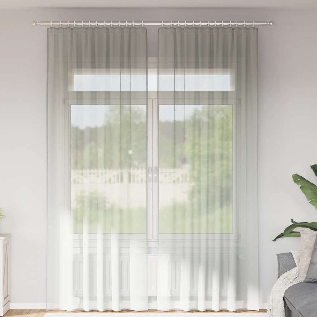 Vidaxl gordijnen voile met roedezakken 2 st lichtgrijs
