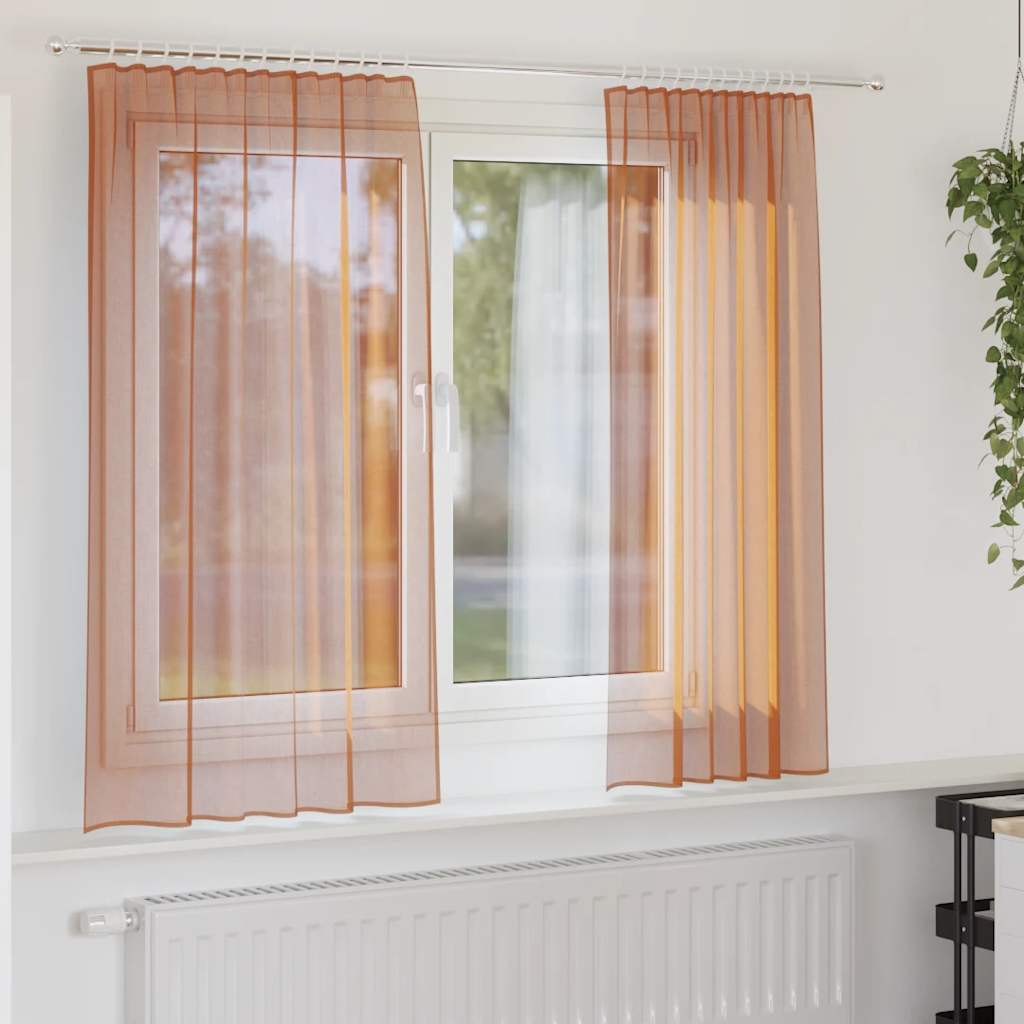 Vidaxl voile gordijnen met roedezakken 2 st terracotta