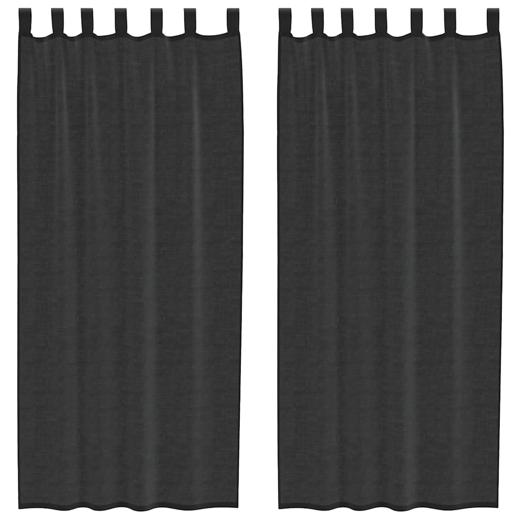 Vidaxl gordijnen voile met tab top 2 st zwart