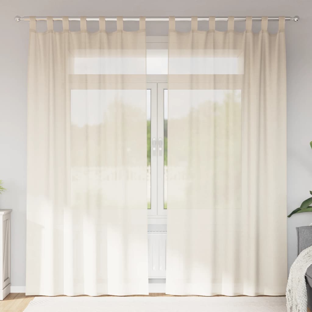 Vidaxl gordijnen voile met tab top 2 st crèmekleurig