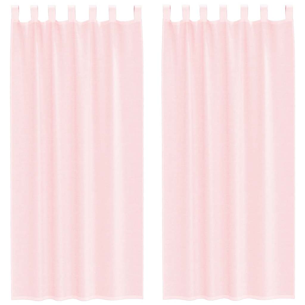 Vidaxl gordijnen voile met lussen 2 st 140x225 cm lichtroze