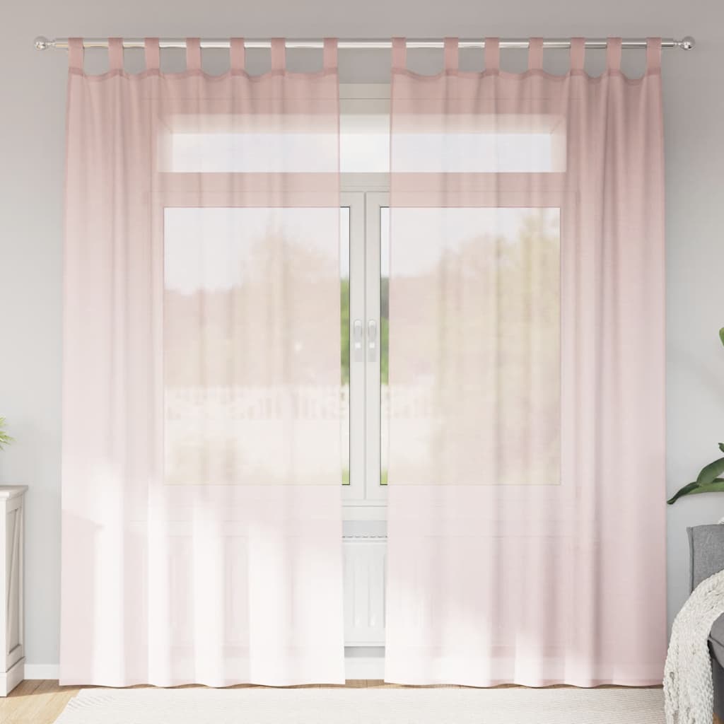 Vidaxl gordijnen voile met lussen 2 st 140x225 cm lichtroze