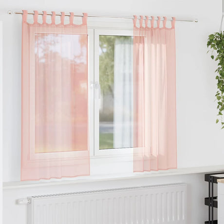 Vidaxl gordijnen voile met lussen 2 st 140x140 cm roze