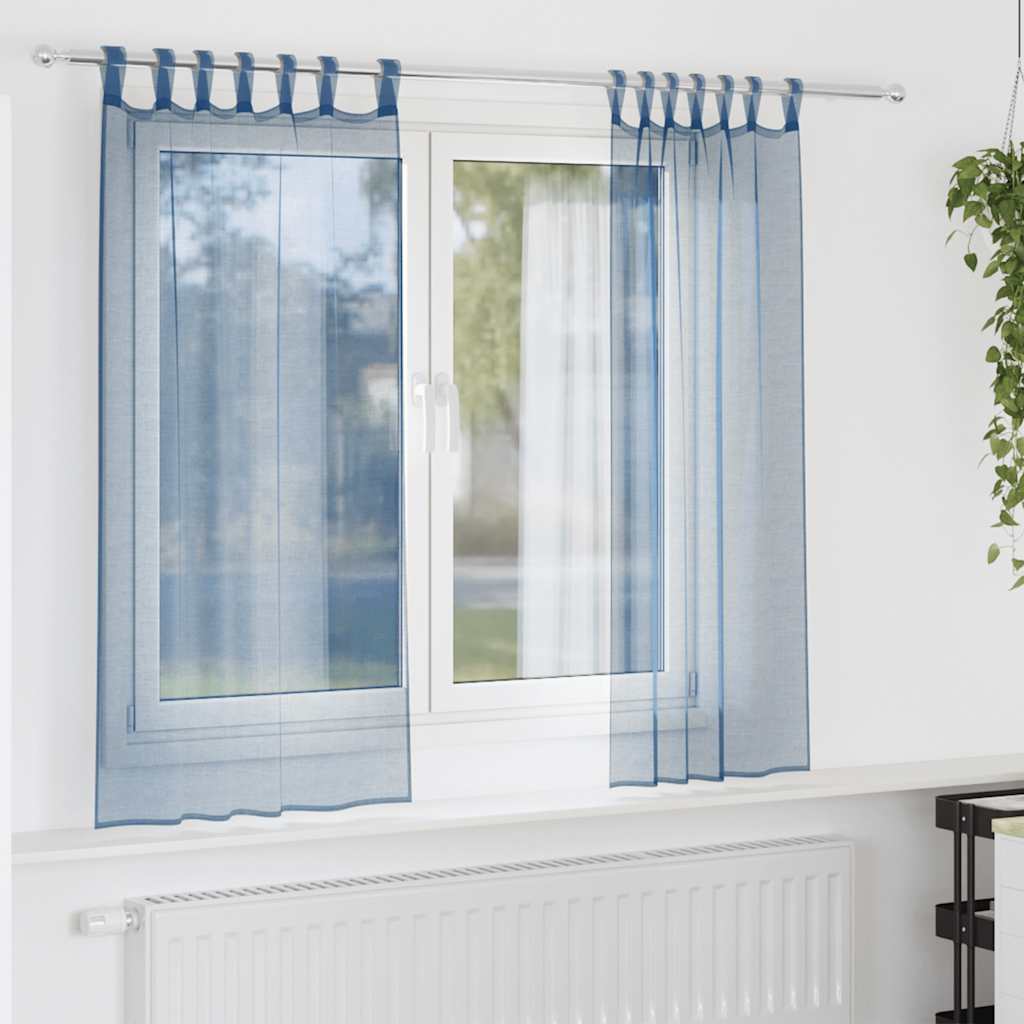 Vidaxl gordijnen voile met lussen 2 st 140x140 cm koningsblauw