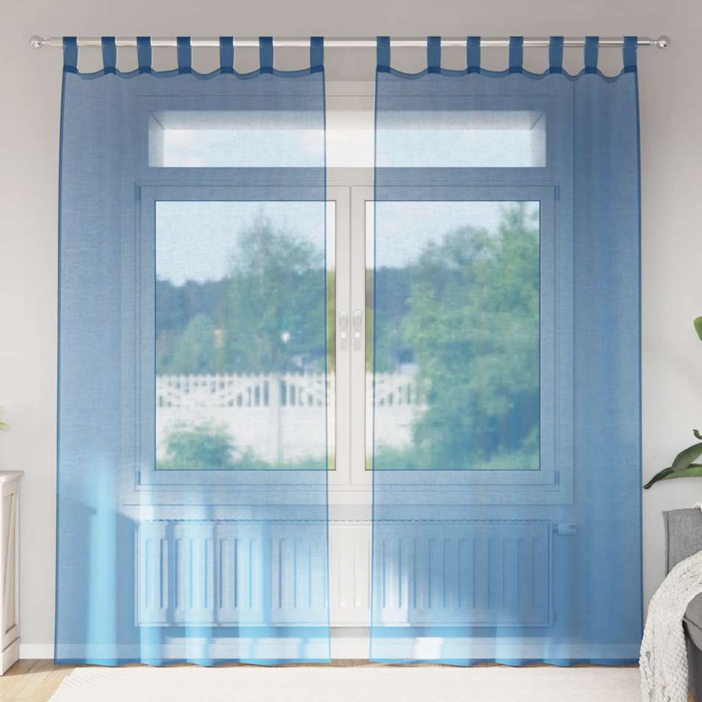Vidaxl gordijnen voile met lussen 2 st 140x245 cm koningsblauw