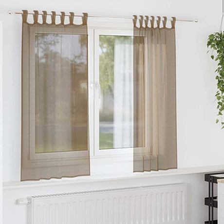 Vidaxl gordijnen voile met lussen 2 st 140x175 cm lichtbruin