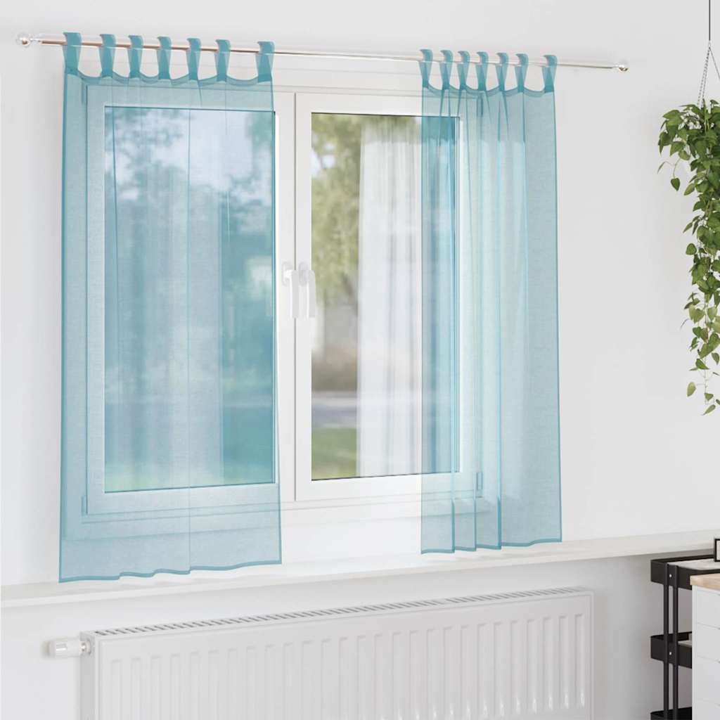 Vidaxl gordijnen voile met lussen 2 st 140x175 cm turkoois