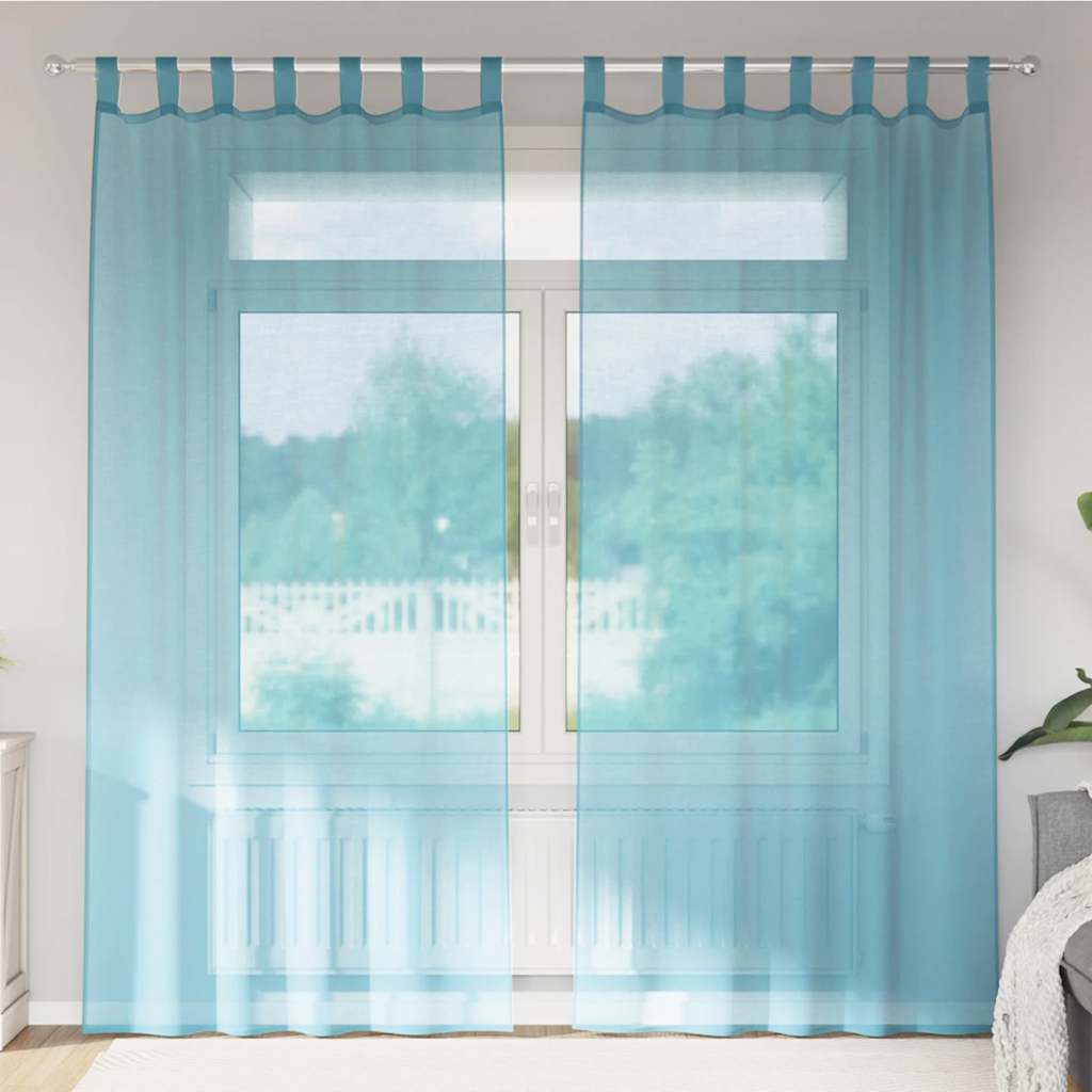 Vidaxl gordijnen voile met lussen 2 st 140x245 cm turkoois