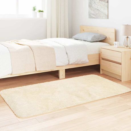 Vidaxl hoogpolig vloerkleed navarra 80x150 cm polyester crèmekleurig