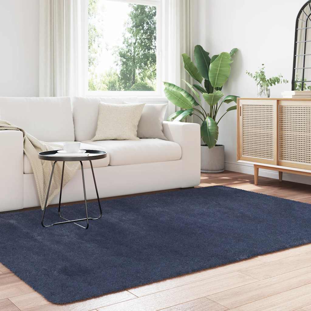 Vidaxl hoogpolig vloerkleed navarra 160x230 cm polyester marineblauw