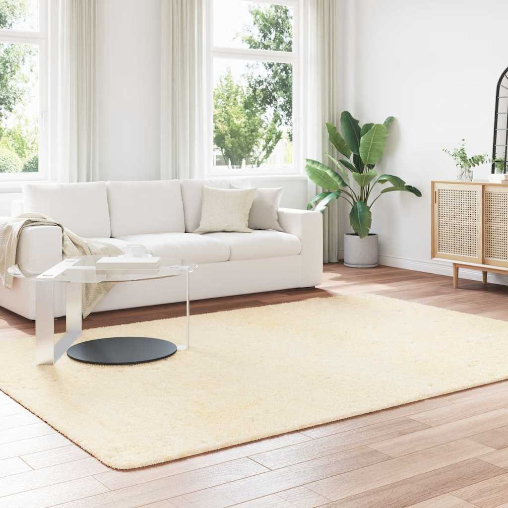 Vidaxl hoogpolig vloerkleed navarra 200x290 cm polyester crèmekleurig