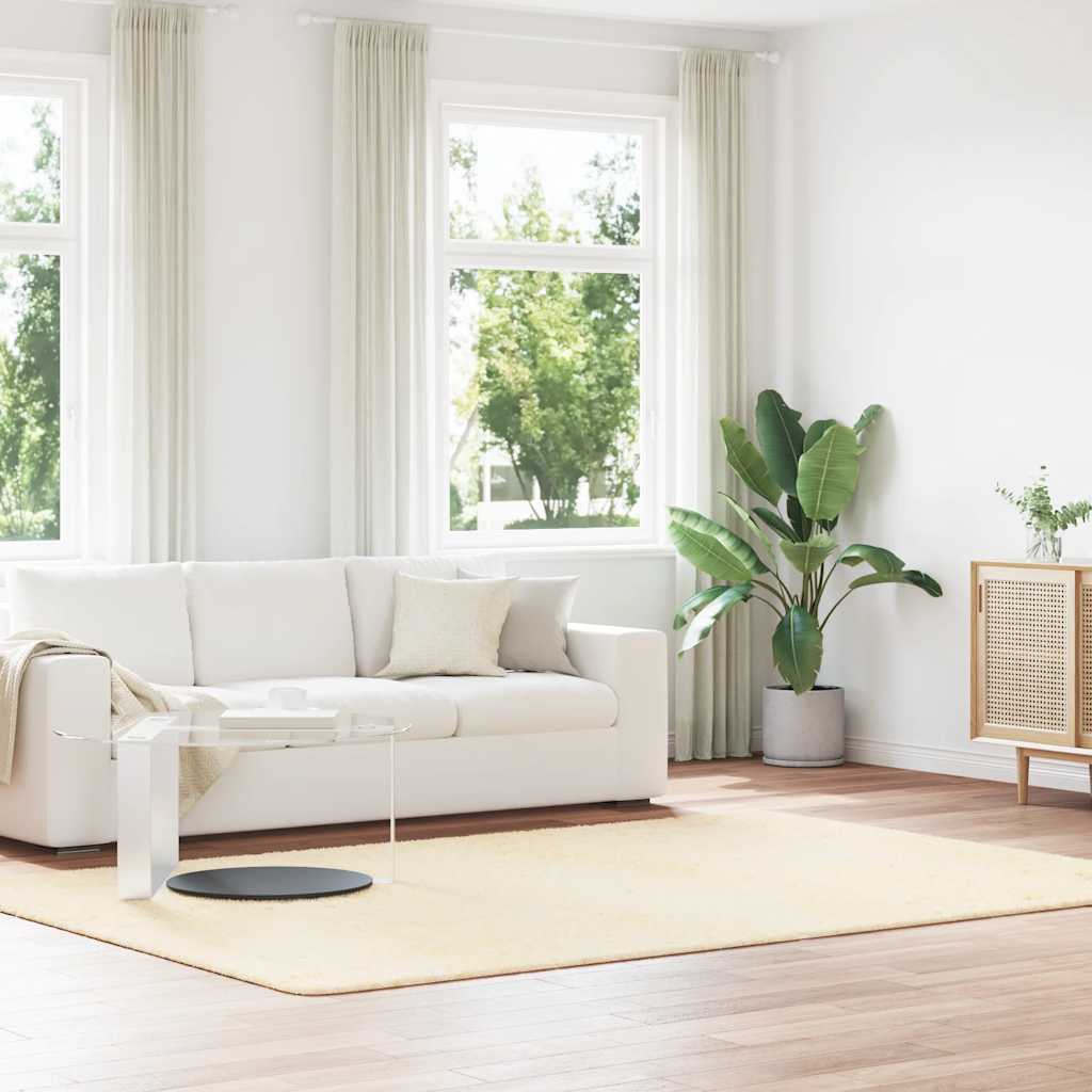 Vidaxl hoogpolig vloerkleed navarra 200x290 cm polyester crèmekleurig