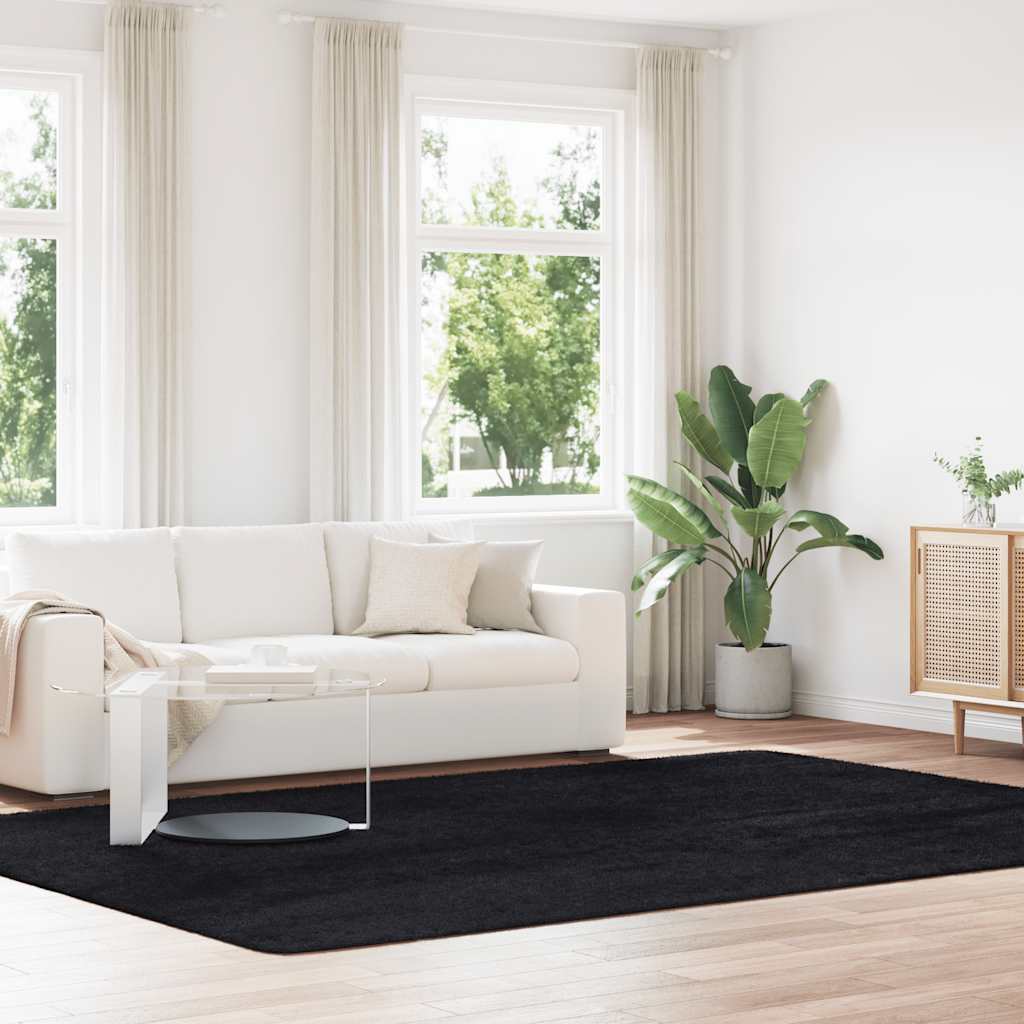 Vidaxl hoogpolig vloerkleed navarra 240x340 cm polyester zwart