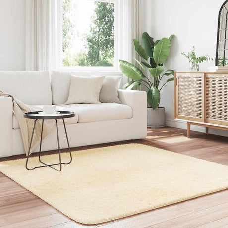 Vidaxl hoogpolig vloerkleed navarra 160x160 cm polyester crèmekleurig
