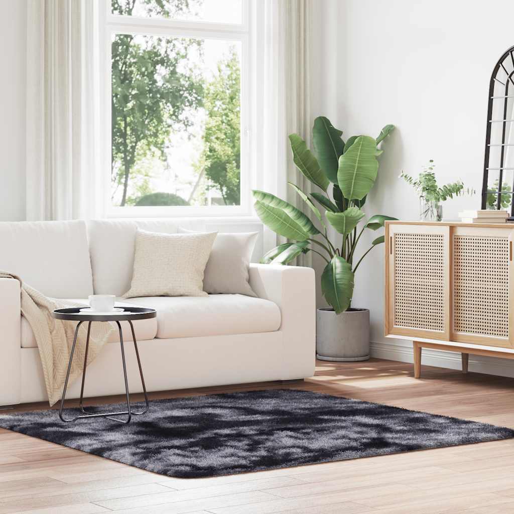 Vidaxl hoogpolig vloerkleed navarra 160x160 cm polyester donkergrijs