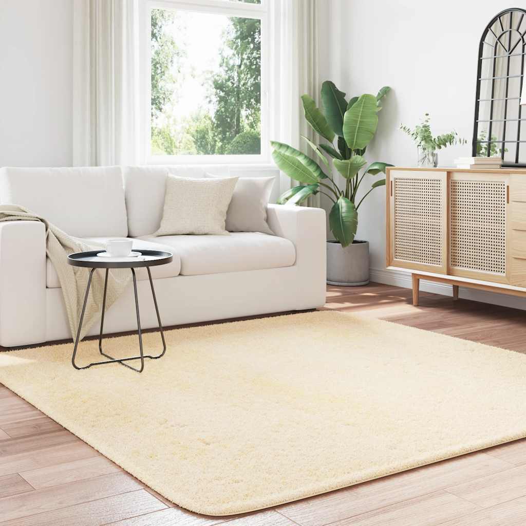 Vidaxl hoogpolig vloerkleed navarra 200x200 cm polyester crèmekleurig