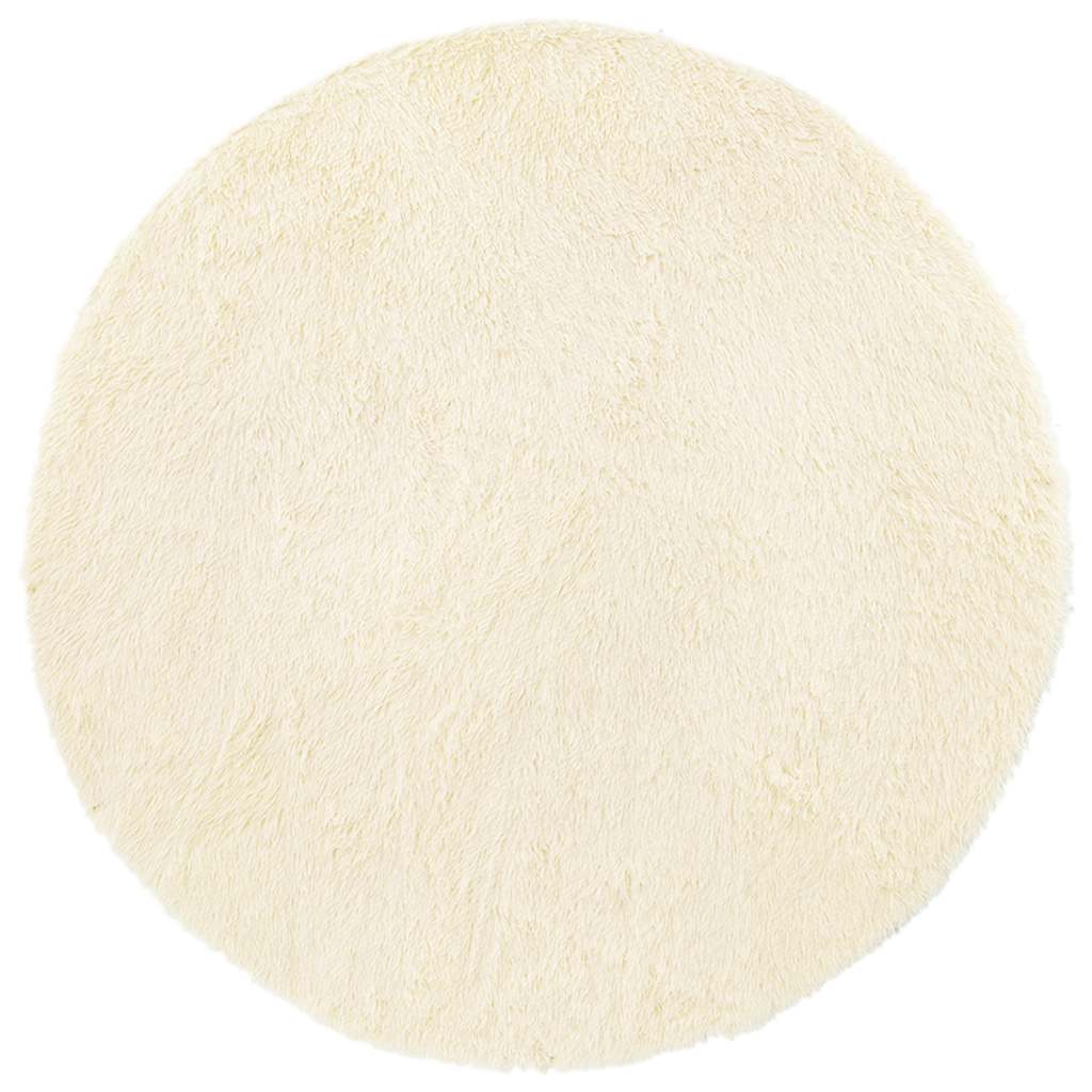 Vidaxl hoogpolig vloerkleed navarra 120x120 cm polyester crèmekleurig